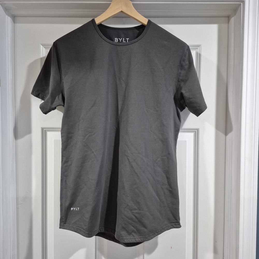 BYLT Shirt Mens Medium Gray Drop Cut Lux Performance Basics Stretch